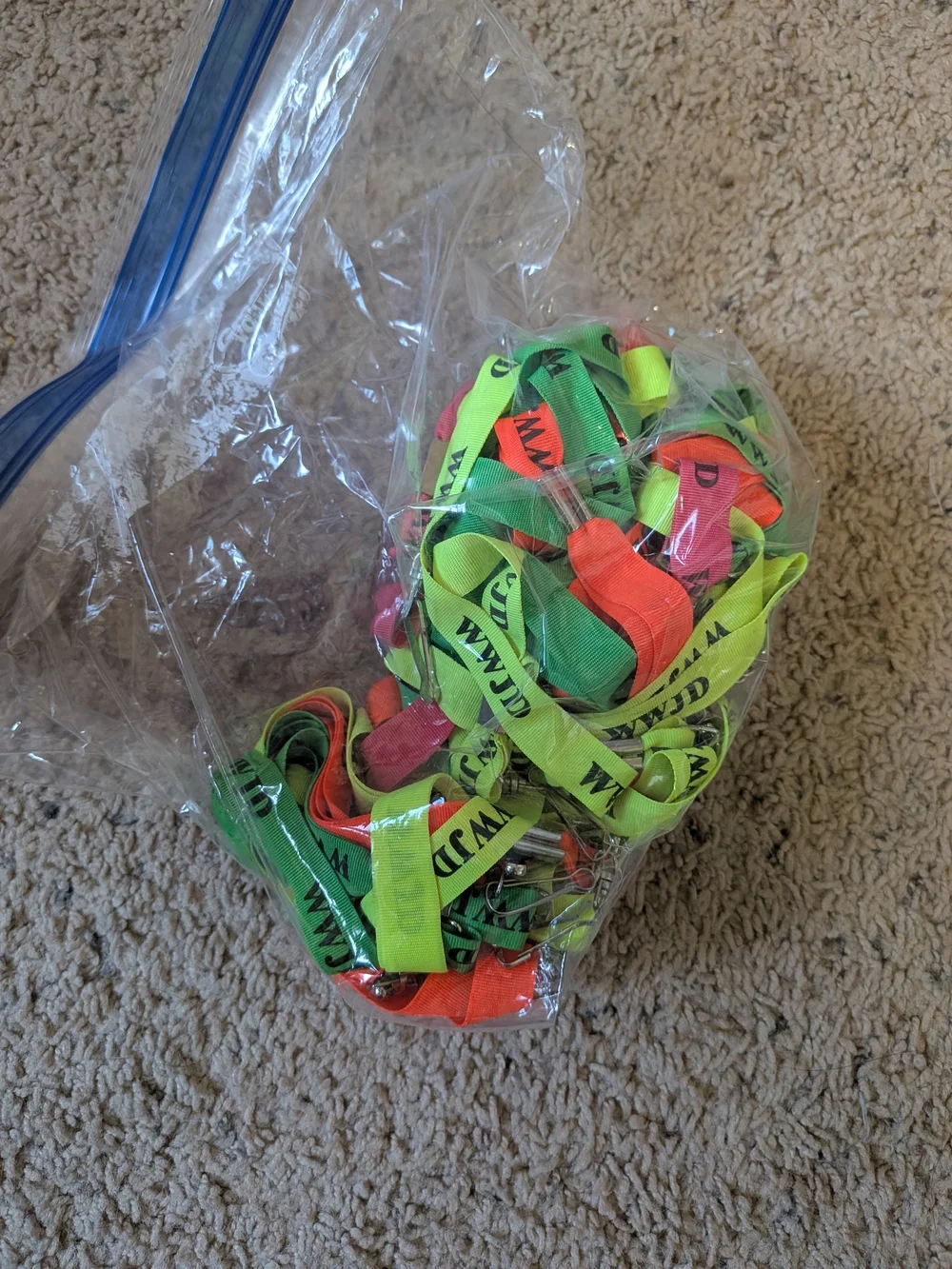 Kids Bright Neon Lanyards with Metal Clip - Multi-Color WWJD